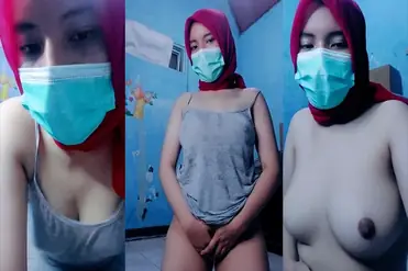 ABG Jilbab Merah Pakaian Tembus Pandang Mendesah